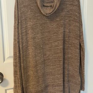 In Bloom Taupe Cowl Neck Sweater/Tunic